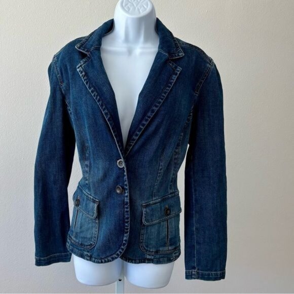 Eddie Bauer Jackets & Blazers - Eddie Bauer Blazer XL Denim VTG Button Up Pockets Slit Boho Streetwear Cowgirl